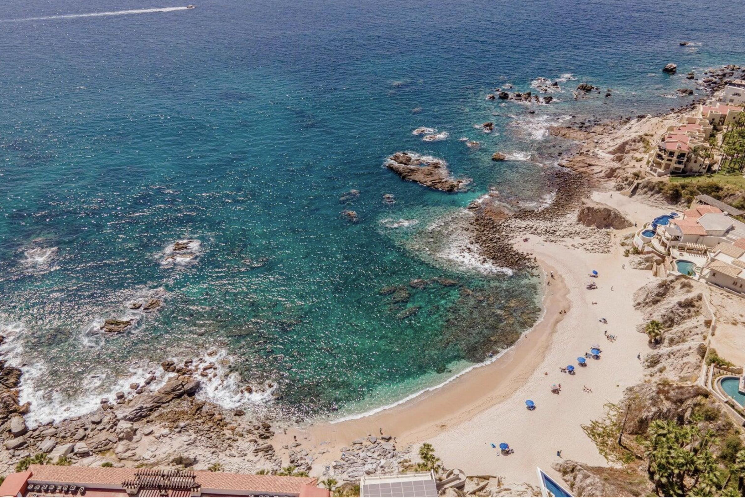 Los Cabos Cabo Bello Cabo Bello is a gated community w pristine swimmable beach and convenient short distance to downtown marina w also easy access to San Jose del Cabo. There are medical services, grocery stores, fine dining, spas and top-level golf courses within minutes. World renowned Monuments surf break is just around the corner from the Cabo Bello beach. Casa 132 is a Contemporary design 2 story home 4 bed, 5 bath w roof top terrace (Arch for sale