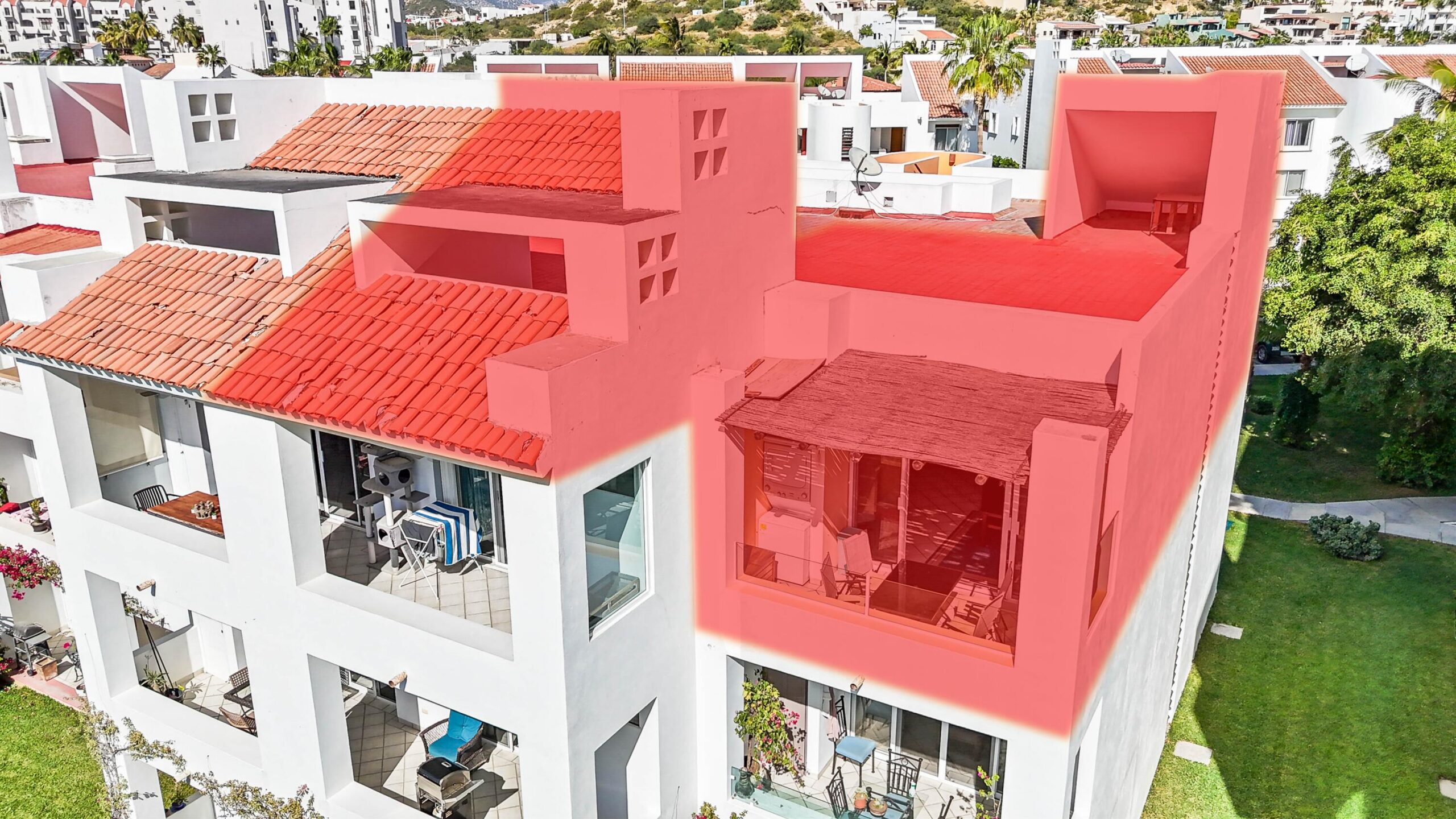 Los Cabos Vista Mare Condo for sale at Vista Mare in Cabo San Lucas, located on the ground floor and ready for delivery. This unit offers 128.03 m² total, distributed in 97.65 m² of interior space and 30.38 m² of terraces, providing comfortable and functional living areas. It features 2 bedrooms, 2 full bathrooms, living room, dining area, equipped kitchen, air conditioning, and a pleasant private patio, ideal for enjoying an exclusive outdoor space. It also includes 1 underground parking space. The development offers amenities such as a gym, 2 swimming pools, jacuzzi, and firepit, perfect for enjoying the Los Cabos lifestyle. An excellent option to live in, vacation, or invest in a high-demand real estate area. – 2624 C27 Blvd. Las Haciendas, San Jose del Cabo, BS
